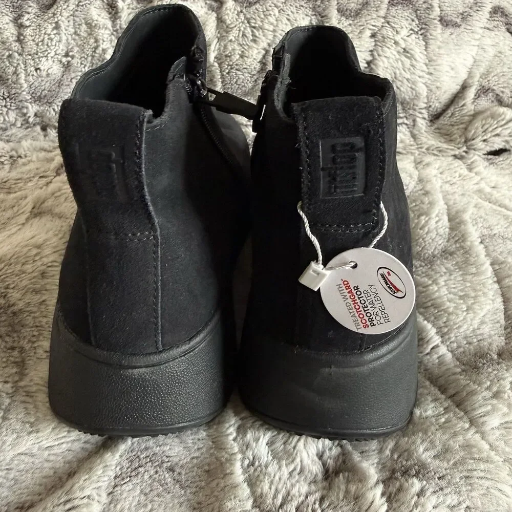 Fitflop Sumi Suede Ankle Booties Super Comfort Wedge Zipper Black Women's US 7